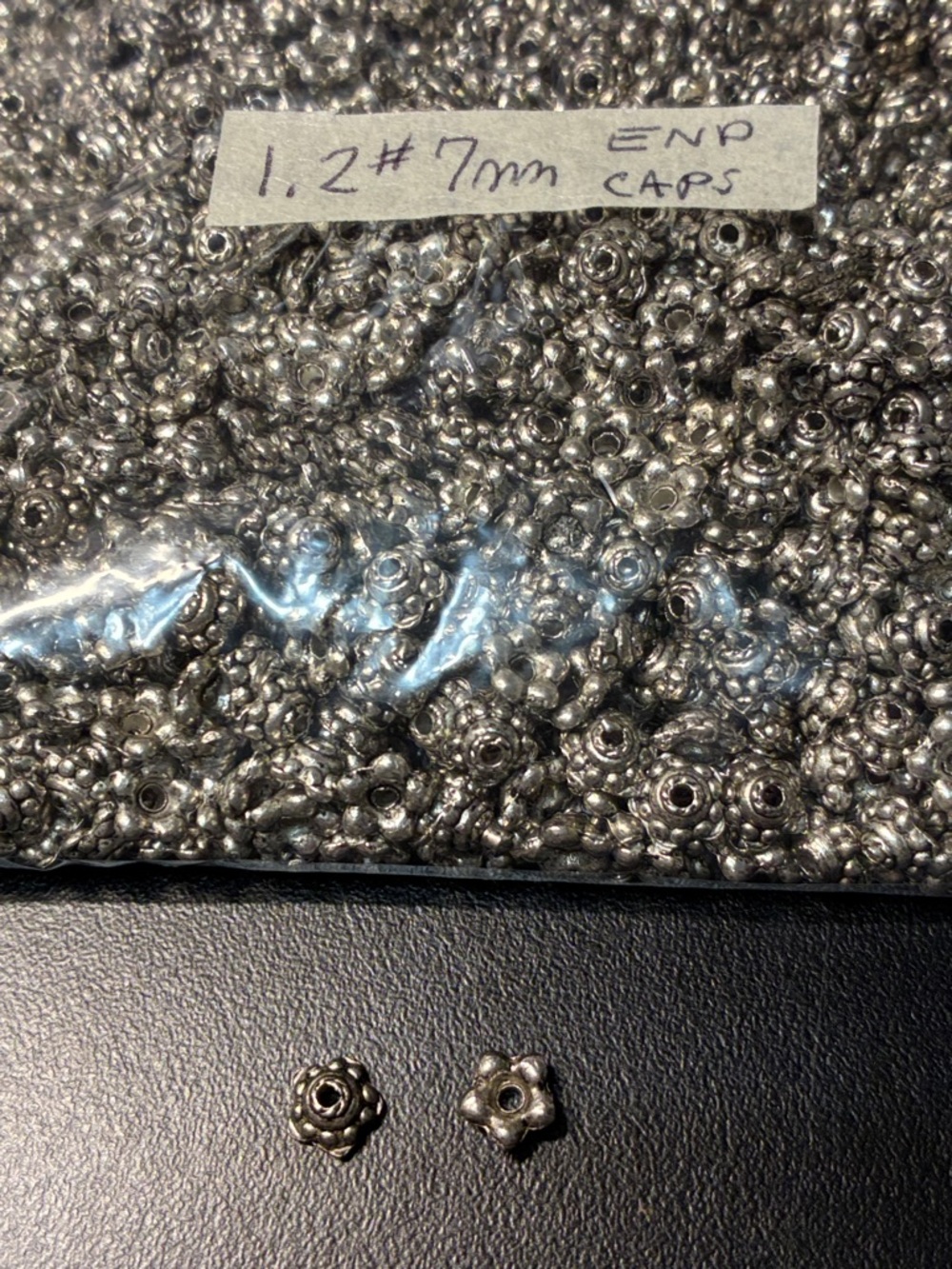 7mm Silver tone Flower Bead Caps (1.2# Bag)